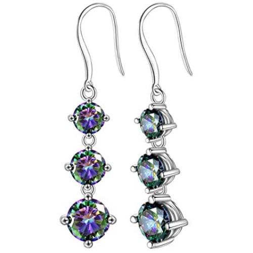 Aurora Tears 925 Sterling Silver Women Mystic-Rainbow-Topaz Jewelry Crystal Necklace Earrings Ring Sets Fashion Statement Jewellery