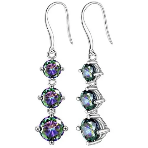 Aurora Tears 925 Sterling Silver Women Mystic-Rainbow-Topaz Jewelry Crystal Necklace Earrings Ring Sets Fashion Statement Jewellery