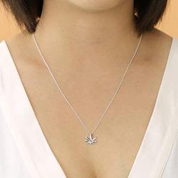 Boma Jewelry Sterling Silver Marijuana Pot Cannabis Weed Leaf Necklace, 20 Inches