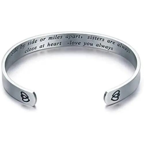 Udobuy Sister Bracelets - Side by Side Or Miles Apart Bracelet Sister to Sister Bracelets Gift,Maid of Honor Gift/Bridesmaids Gifts Udobuy Sister Bracelets - Side by Side Or Miles Apart Bracelet Sister to Sister Bracelets Gift,Maid of Honor Gift/Bridesmaids Gifts