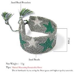 Beaded Bracelets Bangles for Women Boho Star Pattern Seed Beads Bracelet Cuff Bracelet Friendship Weave Tassel Jewelry