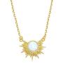 AllenCOCO Round White Opal Adorned Sunburst 14k Gold Plated Necklace/Opal Necklaces for Women