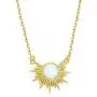 AllenCOCO Round White Opal Adorned Sunburst 14k Gold Plated Necklace/Opal Necklaces for Women AllenCOCO Round White Opal Adorned Sunburst 14k Gold Plated Necklace/Opal Necklaces for Women