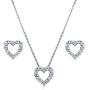 BERRICLE Rhodium Plated Sterling Silver Cubic Zirconia CZ Open Heart Bridal Bridesmaid Fashion Necklace and Earrings Set