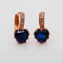 Uloveido Dainty Red & Blue Cubic Zirconia Love Heart Lever Back Solitaire Earrings Rose Gold Plated Fashion Ear Jewelry HE515