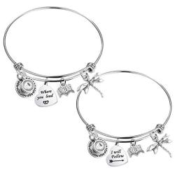 MAOFAED Mothers Day Gift Best Friend Gift Sister Gift Mother daughter Gift Where You Lead I Will Follow