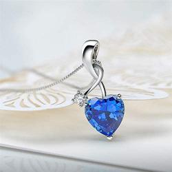 Uloveido Silver Color Crystal Heart Pendant Infinity Necklace Cubic Zirconia Valentines Jewelry for Women Y1070