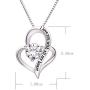 ALOV Jewelry Sterling Silver I Love You with All My Heart Love Heart Cubic Zirconia Necklace