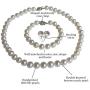 Pearl Romance II Round Pearl II White Pearl Necklace Bracelet & Earrings Set for Women 3 Piece Set Strand Stud Earring Pearl Jewelry Christmas Genuine Cultured Freshwater