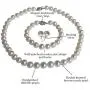 Pearl Romance II Round Pearl II White Pearl Necklace Bracelet & Earrings Set for Women 3 Piece Set Strand Stud Earring Pearl Jewelry Christmas Genuine Cultured Freshwater