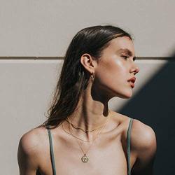 Mevecco Carved Gold Coin Pendant Necklace for Women Girls Men,18K Gold Plated Dainty Minimalist Necklace for Women
