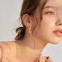Moon And Star Charms Dangle Hoop Earrings for Women, Dangle Hoops for Teen Girls And Women, S925 14K Gold Plated with Cubic Zirconia Earrings