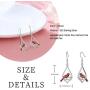 Cardinal Earrings 925 Sterling Silver Cute Red Bird Drop Dangle Earrings Hypoallergenic Jewelry Memorial Gifts for Women Friends