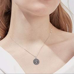 Waysles Rose Flower/Tree of Life/Photo Urn Necklace S925 Sterling Silver Cremation Jewelry Vintage Oxidized Memorial Pendant Necklace Family Jewelry with Fill Kit and Gift Box