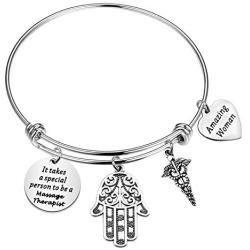 TIIMG Massage Therapist Gift Bracelet Massage Therapist Appreciation Gift Thanks Gift Healing Hand Charm Therapy School Student Gift