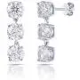 DovEggs Sterling Silver 3CTW 5mm G-H-I Color Clear Moissanite Three Stone Drop Earring Push Back for Women DovEggs Sterling Silver 3CTW 5mm G-H-I Color Clear Moissanite Three Stone Drop Earring Push Back for Women
