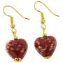GlassOfVenice Murano Glass Heart Earrings - Red Sparkles