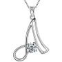 Aurora Tears 925 Sterling Silver Initial 26 Letter Necklace Women Crystal A-Z Alphabet Name Pendant Birthday Jewelry