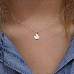 Shegirl Dog Cat Paw Necklace Lovely Animal Choker Necklace Silver Dainty Paw Print Pendant Necklace Minimalist Jewelry for Women and Girls