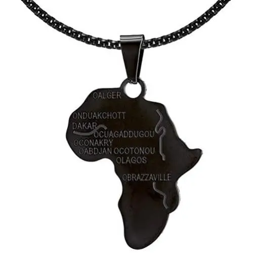 Fusamk Punk Stainless Steel Africa Map Tag Pendant Letter Necklace,22inches Chain Fusamk Punk Stainless Steel Africa Map Tag Pendant Letter Necklace,22inches Chain