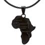Fusamk Punk Stainless Steel Africa Map Tag Pendant Letter Necklace,22inches Chain