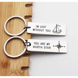 Ankiyabe Youre My North Star & Im Lost Without You Couples Keychains Set Keyring Gift for Her or Him Boyfriend Girlfriend Husband Wife Gift Set