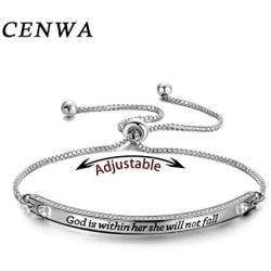 CENWA Christian Gift Religious Bracelet Jewelry Psalm 46:5 God is Within Her She Will Not Fall Zircon Bracelet Bible Verse Bracelet Gift