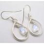 SilverStarJewel Solid Sterling Silver 6 x 9 mm Rainbow Moonstone Earrings 3.6 cm New Art