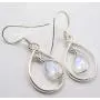 SilverStarJewel Solid Sterling Silver 6 x 9 mm Rainbow Moonstone Earrings 3.6 cm New Art