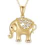 14k Gold Elephant Pendant Necklace for Women, Fine Gold Lucky Jewelry Gifts for Her, 16+1+1 Inch