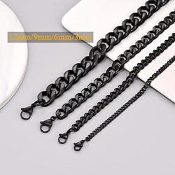 PROSTEEL Stainless Steel Cuban Chain Necklace for Men/Women, Gold/Black/Silver Tone, W:3mm/6mm/9mm/12mm, L:14''/18''/20''/22''/24''/26''/28''/30'', Come Gift Box