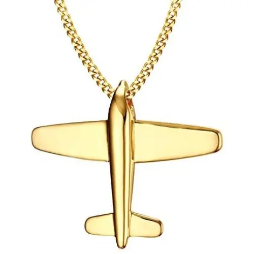 VNOX Stainless Steel Paper Airplane Plane Pendant Necklace,Gold Plated,Free Chain 24'' VNOX Stainless Steel Paper Airplane Plane Pendant Necklace,Gold Plated,Free Chain 24''