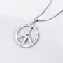 S925 Sterling Silver Peace Sign Hippie Party Accessories Pendant Necklace for Women