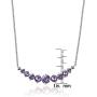 Lovve Sterling Silver Gemstone Graduated Small Dainty Journey Necklace with 18 Inch Chain, Choice of Colors
