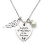 Memorial Jewelry A Piece of My Heart is in Heaven Necklace Angel Wing Stainless Steel Necklace Memorial Gift