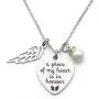 Memorial Jewelry A Piece of My Heart is in Heaven Necklace Angel Wing Stainless Steel Necklace Memorial Gift