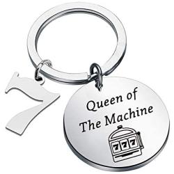 Slot Machine Inspired Keychain Queen of The Machine Gambling Jewelry Casino Lover Gifts Slot Machine Themed Gifts