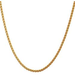 U7 Rope/Wheat Chain Necklace, 18k Real Gold Plated Strong Link with Lobster Claw Clasp, Color Silver/Black/Gold, Width 1.5/3/6/9MM,Length 18-30 Inch Replacement Chains for Pendant,Gift Packed