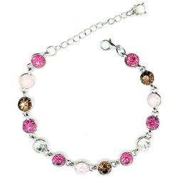 gemstoneworld Tennis Bracelet for Women, Round Cut Crystal Rhinestone Adjustable Chain Jewelry for Birthday Party Wedding Engagement Xmas Gift