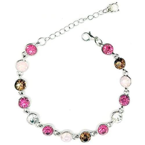 gemstoneworld Tennis Bracelet for Women, Round Cut Crystal Rhinestone Adjustable Chain Jewelry for Birthday Party Wedding Engagement Xmas Gift