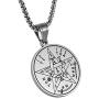 HZMAN Vintage Hebrew Esoteric Tetragrammaton Stainless Steel Pentagram Pendant Necklace 22 + 2 Inch Chain