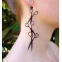 YINLIN Acrylic Black Scissors Comb Dangle Long Earrings Hairdresser Hair Gift