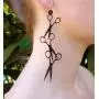 YINLIN Acrylic Black Scissors Comb Dangle Long Earrings Hairdresser Hair Gift