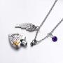 Your Wings were Ready, But My Heart was Not with Angel Wing Charm Keepsake Memorial Birthstones Urn Necklace Gift