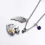 Your Wings were Ready, But My Heart was Not with Angel Wing Charm Keepsake Memorial Birthstones Urn Necklace Gift