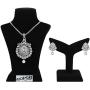 MUCH-MORE Ethnic Silver Pendant Necklace Indian Bollywood Traditional Chain Set For Womens (2554)