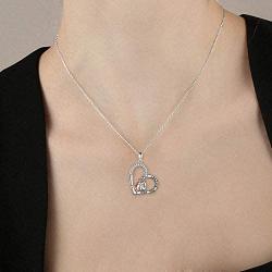 URONE Giraffe/Panda/Cat/Owl/Zebra Necklace 925 Sterling Silver Heart Pendant Jewelry Cute Animal Gifts for Women Girlfriend