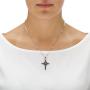 Palm Beach Jewelry Silver Tone Antiqued Round Genuine Black Marcasite Cross Antiqued Pendant (23mm) with 18 inch Chain