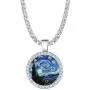14k Gold Van Gogh The Starry Night Pendant Necklace with Plated Tennis Chain AAA+ Cubic Zircon Necklaces for Women Men