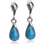 Sterling Silver Imitation Turquoise Small Drop Dangle Earrings